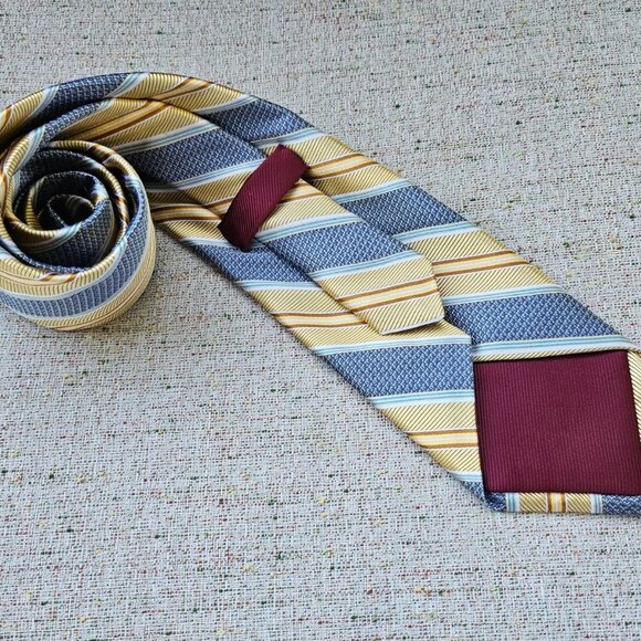 Robert Talbott Men Tie 100% Silk Necktie Gray/Gold Striped Necktie Made in USA - Picture 9 of 10